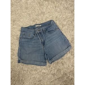 Levi's Mid-Rise Light Wash Jean Shorts